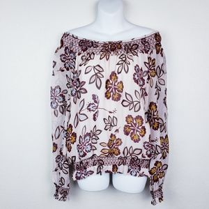 Tory Burch Indie Off Shoulder Silk Georgette Top